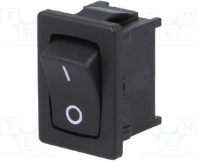 1801.6115, Rocker Switch, 10 A, 1NO, 250V, ON-OFF, IP40, Black