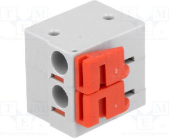 AC142R-02P-5.08-GRAY, Клеммник, 5,08мм, с рычагом, угловой 90°, 0,5мм2, луженые, 10А AC142R-02P-5.08-GRAY, Клеммник, 5,08мм, с рычагом, угловой 90°, 0,5мм2, луженые, 10А