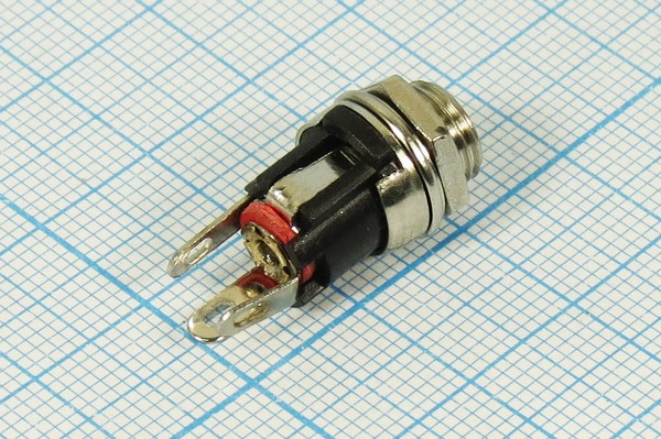 Гнездо питания DC 2.5D5.5, 3 контакта, на панель, пластик/металл, с выключением ON-OFF; №1491 гн пит DC 2,5D5,5\3C\\пан М8\плас/мет\DJK-04B