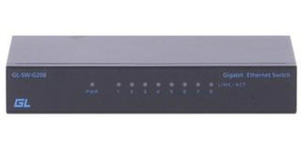 Коммутатор неуправляемый 8 портов 10/100/1000Мбит/с корпус метал. внеш. блок питания GIGALINK GL-SW-G208