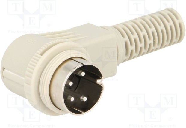 MAWI 4100, Вилка, DIN, "папа", PIN: 4, Конф: 216°, угловой 90°, на провод, пайка