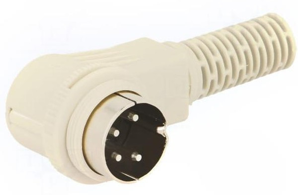 MAWI 4100, Вилка, DIN, "папа", PIN: 4, Конф: 216°, угловой 90°, на провод, пайка