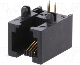 RJJU64123E3H011, Гнездо, RJ11, PIN: 4, Кат: 5, Конф: 6p4c, THT, угловой