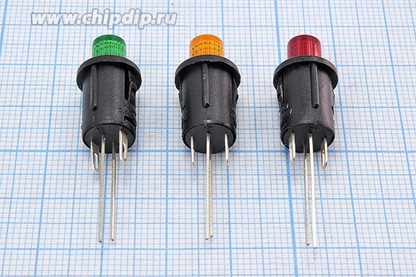 Включатель кнопочный без фиксации зеленый с подсветкой (SPST), OFF-(ON), 12В/1А; №10233G ПКн\ 12\ 1,0\(SPST)\d 9,3\чер\ILзел\ \4C\R13-529ALG