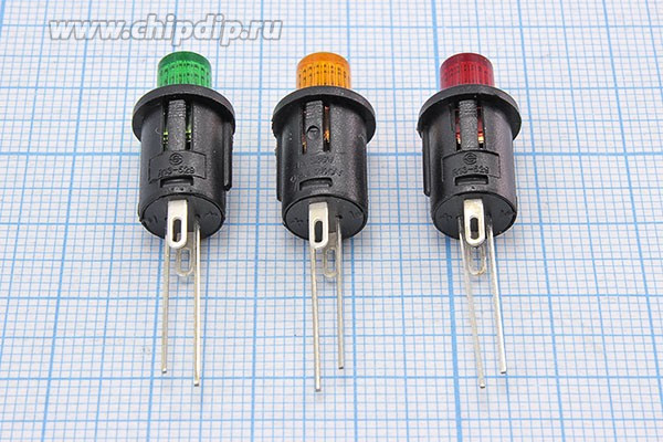 Включатель кнопочный без фиксации зеленый с подсветкой (SPST), OFF-(ON), 12В/1А; №10233G ПКн\ 12\ 1,0\(SPST)\d 9,3\чер\ILзел\ \4C\R13-529ALG