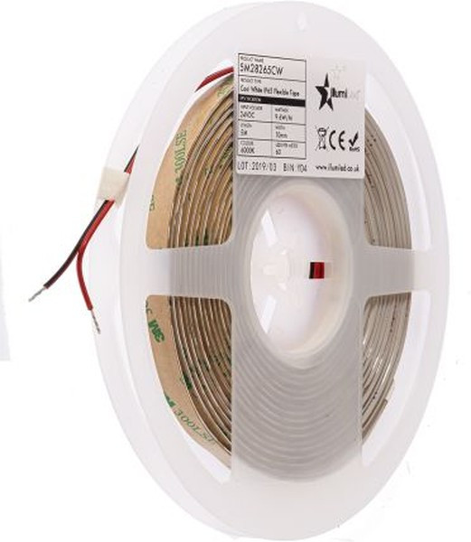 5M28265CW, 24V dc White LED Strip Light, 6000K Colour Temp, 5m Length