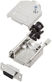 6355-0002-31, DE-9 DE-9 Socket D-Sub Connector Kit, Steel, Socket,