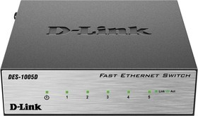 Коммутатор D-Link DES-1005D/O2B 5x100Мбит/с неуправляемый Коммутатор D-Link DES-1005D/O2B 5x100Мбит/с неуправляемый