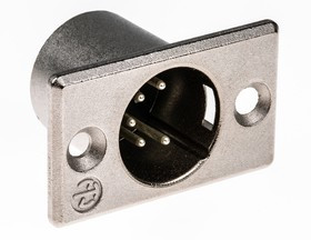 NC5MP, Panel Mount XLR Connector, Male, 50 V, 5 Way, Silver over Nickel Plating