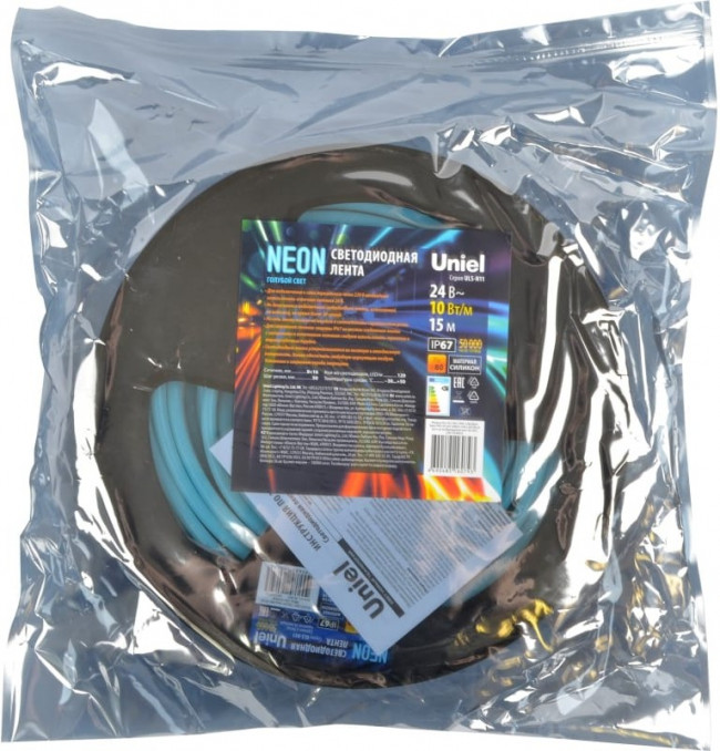 Светодиодная лента NEON ULS-N11-2835- 120LED/m-8mm- IP67-DC24V-10W/ m-15M-LIGHTBLUE UL-00009105