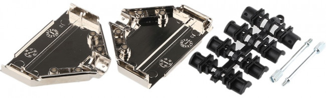 DTPK37-K, MHDTPK Series ABS D Sub Backshell, 37 Way, Strain Relief