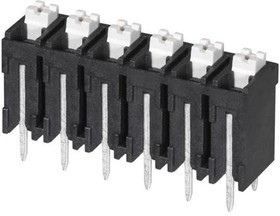TBLH10V-500-06BK, Fixed Terminal Blocks Terminal block, screwless, High Temp, 5.00, Vertical, 6, Black w Gray Button