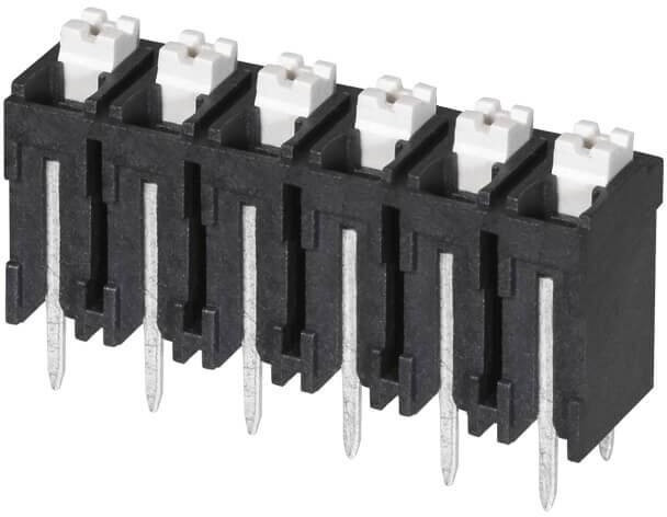 TBLH10V-500-06BK, Fixed Terminal Blocks Terminal block, screwless, High Temp, 5.00, Vertical, 6, Black w Gray Button