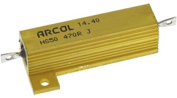 HS50-470RJ, Резистор проволочный с радиатором, винтами, 470 Ом, 50Вт, ±5%