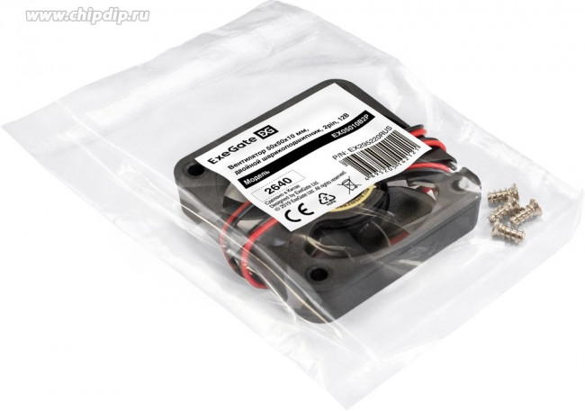 EX295220RUS, Вентилятор 12В DC ExeGate EX05010B2P (50x50x10 мм, 2-Ball (двойной шарикоподшипник), 2pin, 5500RPM, 30dBA) EX295220RUS, Вентилятор 12В DC ExeGate EX05010B2P (50x50x10 мм, 2-Ball (двойной шарикоподшипник), 2pin, 5500RPM, 30dBA)