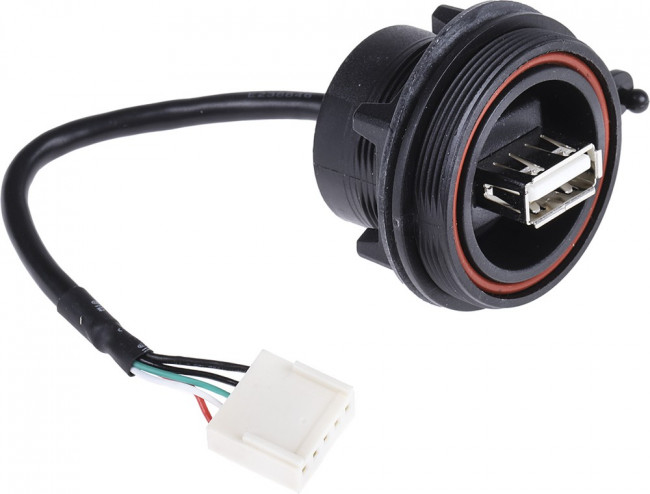 USB-A connector (IP 68), front-panel mounting, approx. 132 mm cable, PX0843/A