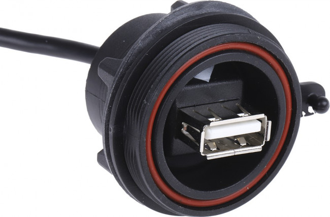 USB-A connector (IP 68), front-panel mounting, approx. 132 mm cable, PX0843/A