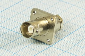 Высокочастотный разъём BNC с креплением на панель, с фланцем; №2750 гн BNC\RG6\пан\\флан 4отв Высокочастотный разъём BNC с креплением на панель, с фланцем; №2750 гн BNC\RG6\пан\\флан 4отв