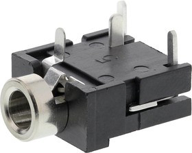 KLBR 4, Conn 3.5mm Stereo Jack SKT 3 POS Solder RA Thru-Hole 4 Terminal 1 Port Bulk