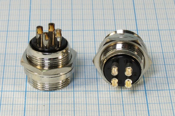 Штекер микрофонный MIC20 на панель, 4 контакта, М19, XS20JK4P-M, аналог MS-DF-20-4; Q-14517 штек мик MIC20\ 4P\пан\М19\\ XS20JK4P-M[MS-DF-20