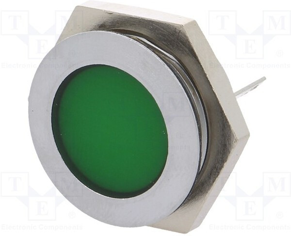 SMFL 22712, Индикат.лампа светодиод, плоский, зеленый, 12 14ВDC, dотв 22мм
