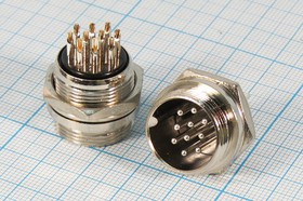 Разъем микрофонный MIC20 вилка, контакты 10P, монтаж на блок, М19, XS20JK10P-M[MS-DF-20-10]