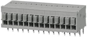 TBL009-254-14GY-2GY, Fixed Terminal Blocks Terminal block, screwless, 2.54, Horizontal, 14, Gray w Gray Button