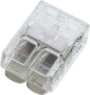 Connection clamp, 2 pole, 0.14-4.0 mm², clamping points: 2, transparent/white, cage clamp, 24.5 A Connection clamp, 2 pole, 0.14-4.0 mm², clamping points: 2, transparent/white, cage clamp, 24.5 A