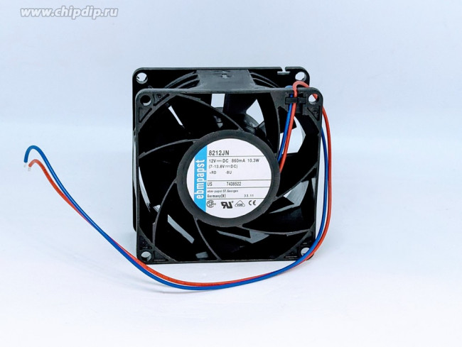 Вентилятор Ebmpapst 8212JN DC 12V 860mA 10.3W 80x38 2pin Вентилятор Ebmpapst 8212JN DC 12V 860mA 10.3W 80x38 2pin