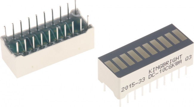 DC10CGKWA, LED Bars &amp; Arrays 10 SEGMENT GRN BAR GRAPH LED DISPLAY