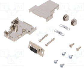 TRI-M-09-HDS15-K, Разъем D-Sub; PIN: 15; вилка; "мама"; пайка; на провод; черный