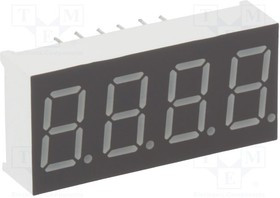 KW4-361CGA, Дисплей: LED, 7-сегментный, 9,2мм, 0,36", II.зн: 4, желто-зеленый