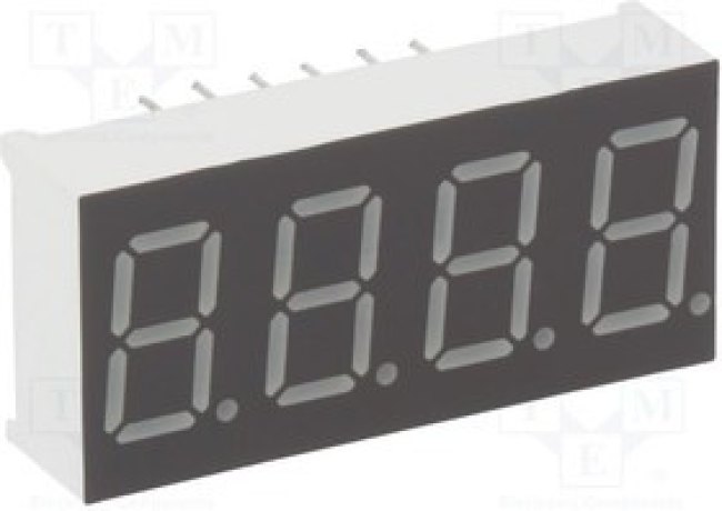 KW4-361CGA, Дисплей: LED, 7-сегментный, 9,2мм, 0,36", II.зн: 4, желто-зеленый