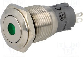 V16-21D-12G-S, Переключатель: антивандальный, Пол: 2, SPDT, 0,5A/220ВAC, 1A/24ВDC