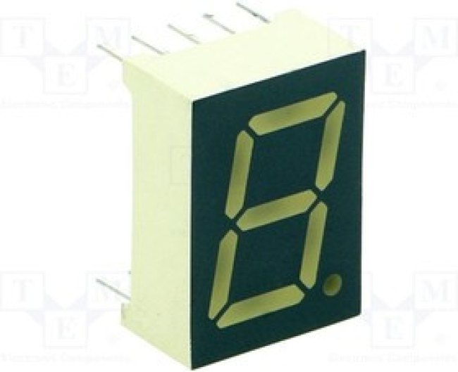 SA52-11HWA, Дисплей: LED, 7-сегментный, 13,2мм, 0,52", II.зн: 1, красный, анод