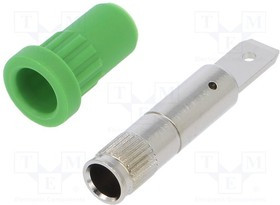 EPB6792NI-GN, Гнездо, "банан" 4мм, 24А, 70ВDC, зеленый, никелированные, 30,5мм