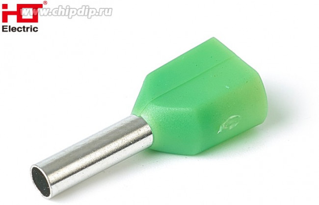 084-04-62, Наконечник штыревой втулочный изолированный (двойной) Ншви(2) 1008 зелёный (уп./100 шт) HLT 084-04-62, Наконечник штыревой втулочный изолированный (двойной) Ншви(2) 1008 зелёный (уп./100 шт) HLT