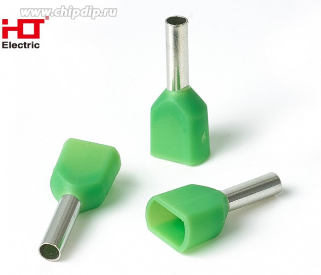084-04-62, Наконечник штыревой втулочный изолированный (двойной) Ншви(2) 1008 зелёный (уп./100 шт) HLT 084-04-62, Наконечник штыревой втулочный изолированный (двойной) Ншви(2) 1008 зелёный (уп./100 шт) HLT