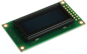 MCOB20805AV-EYP, Графический OLED дисплей, 8 x 2, Желтый на Черном, 5В, Параллельный, 58мм x 32мм, -40 °C