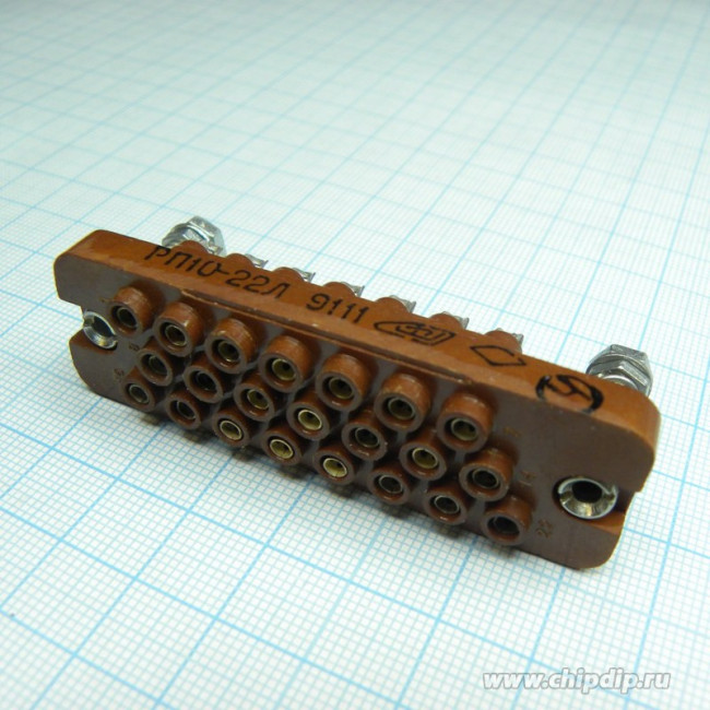 РП10-22 Л розетка, Соединитель низкочастотный, прямоугольный, внутреннего монтажа, год 90