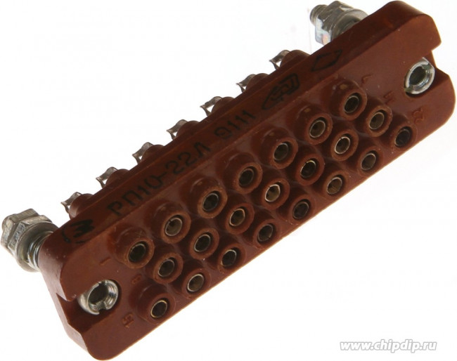 РП10-22 Л розетка, Соединитель низкочастотный, прямоугольный, внутреннего монтажа, год 90