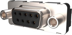 D09P33E6GV00LF, 9 Way Right Angle Plug-In Mount D-sub Connector Plug, 2.74mm Pitch, with Screw