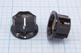 Ручка круглая диаметр 25,3мм, диаметр регулятора 6.3мм, пластик, черный, винт, CF-W2;№9258 ручка d6,