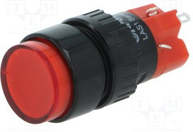 V16Y-11-230R, Переключатель: кнопочный, Пол: 2, SPDT, 3A/220ВAC, 2A/24ВDC, IP40