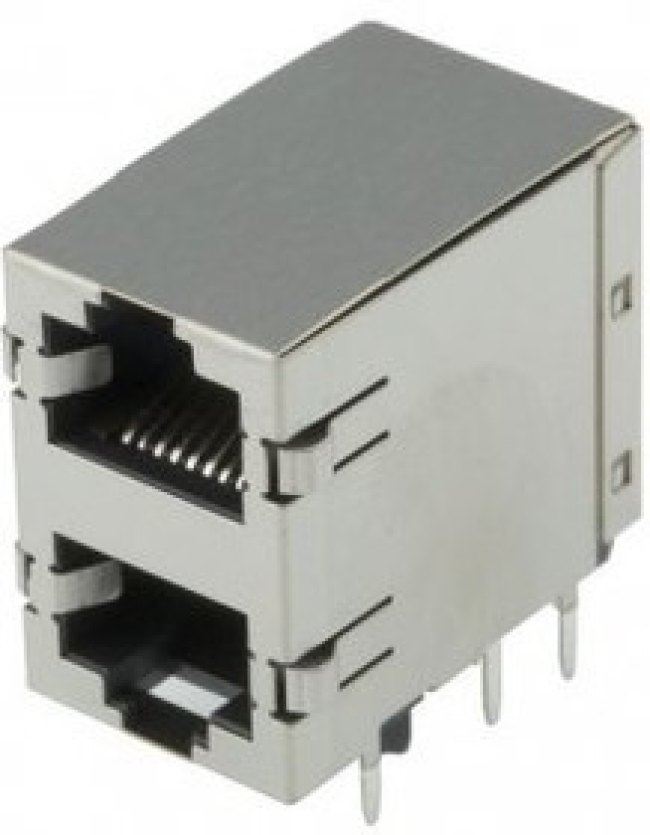5569381-1, Conn RJ-45 F 16 POS 1.27mm Solder RA Thru-Hole 16 Terminal 2 Port Cat 5 Tray 5569381-1, Conn RJ-45 F 16 POS 1.27mm Solder RA Thru-Hole 16 Terminal 2 Port Cat 5 Tray