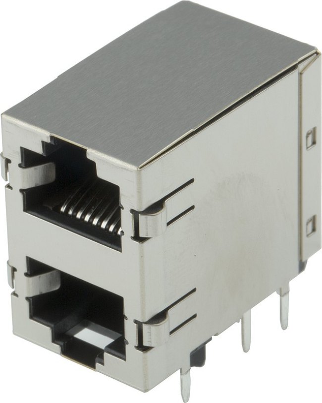 5569381-1, Conn RJ-45 F 16 POS 1.27mm Solder RA Thru-Hole 16 Terminal 2 Port Cat 5 Tray 5569381-1, Conn RJ-45 F 16 POS 1.27mm Solder RA Thru-Hole 16 Terminal 2 Port Cat 5 Tray