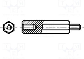 B3X10/BN7375, Дистанцирующая стойка с резьбой, полиамид, M3, M3, 10мм, BN: 7375