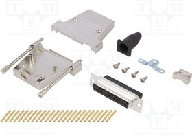 DTSL25LJSRGTDBCSK, Разъем D-Sub; PIN: 25; вилка; "мама"; угловой 45°; обжим; на провод