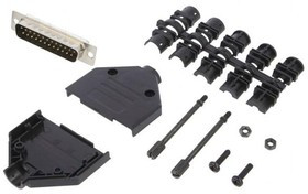 DTPK-P-25-DBP-K, Разъем D-Sub; PIN: 25; вилка; "папа"; пайка; на провод; черный