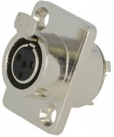 MXLR-4G-C, Гнездо, XLR mini, "мама", PIN: 4, пайка, Отв: d15мм